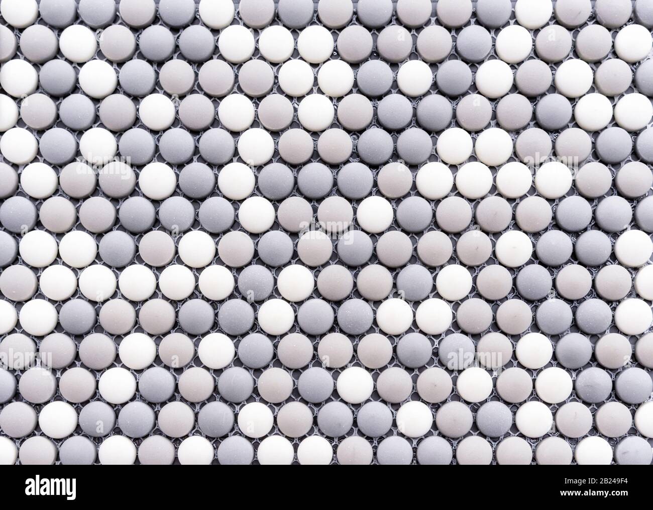 Ceramic mosaic tiles with gray and white circles Stock Photo Alamy