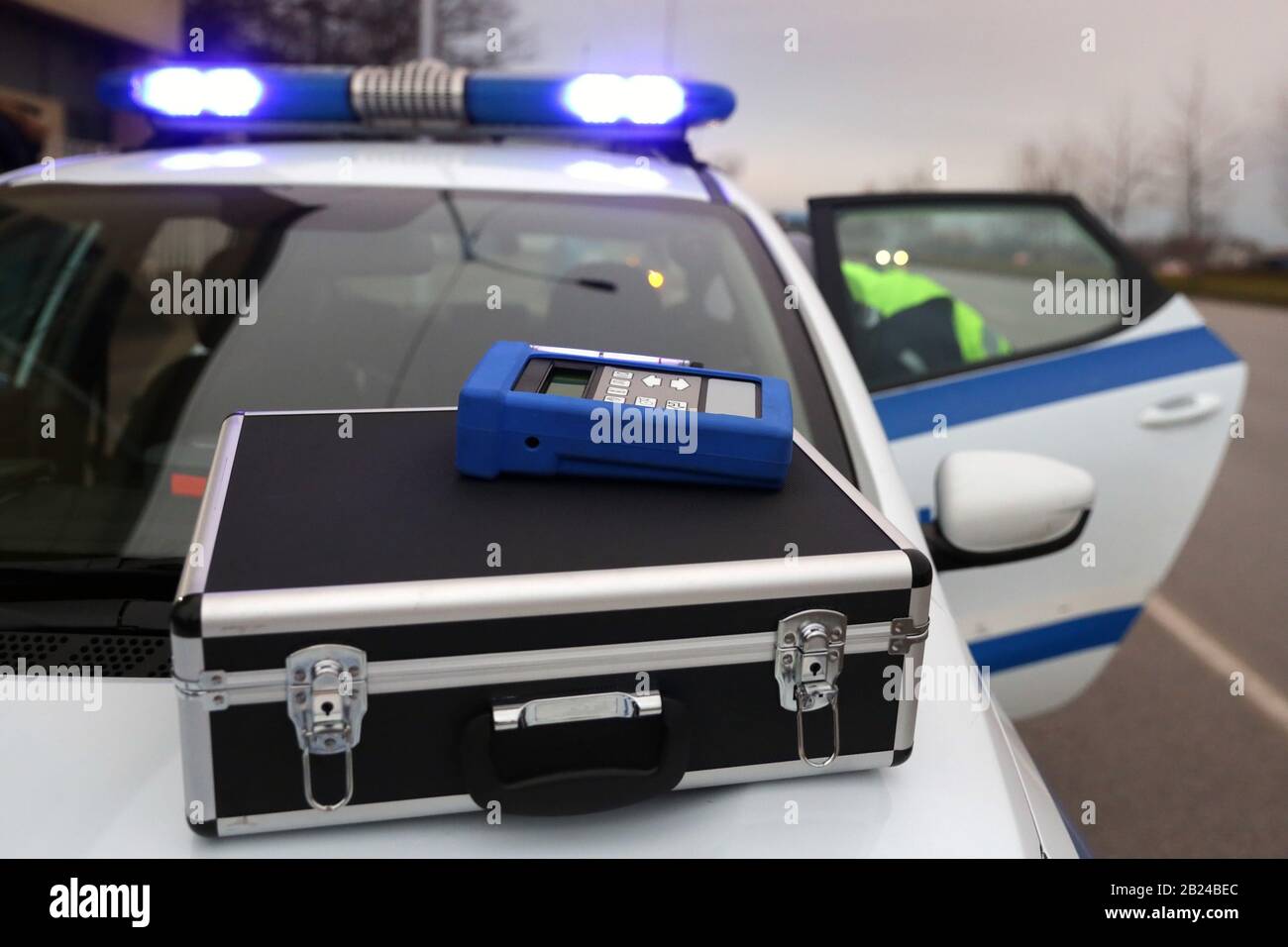 Mobile Emission gas analyzer. Measure vehicle exhaust gases. ?Police