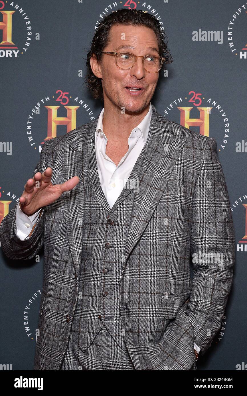 New York, USA. 29th Feb, 2020. Actor Matthew McConaughey attends the “HISTORYTalks: Leadership & Legacy” event at Carnegie Hall in New York, NY, February 29, 2020. (Photo by Anthony Behar/Sipa USA) Credit: Sipa USA/Alamy Live News Stock Photo