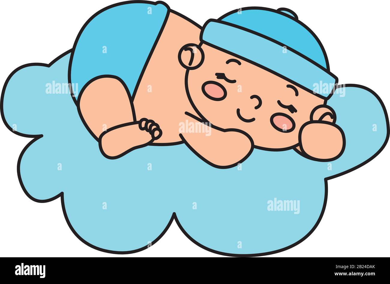 cute little baby boy sleeping in cloud isolated icon Stock Vector Image ...