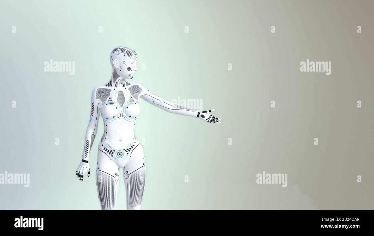 Robot Points Robot points in different directions with the hand Stock Photo - Alamy