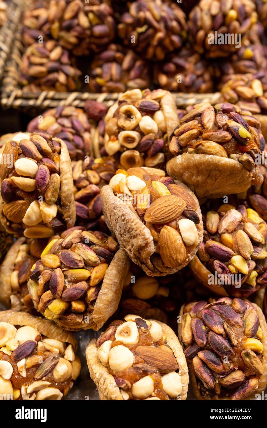 Dried fruit dessert with fig and different nuts Stock Photo Alamy