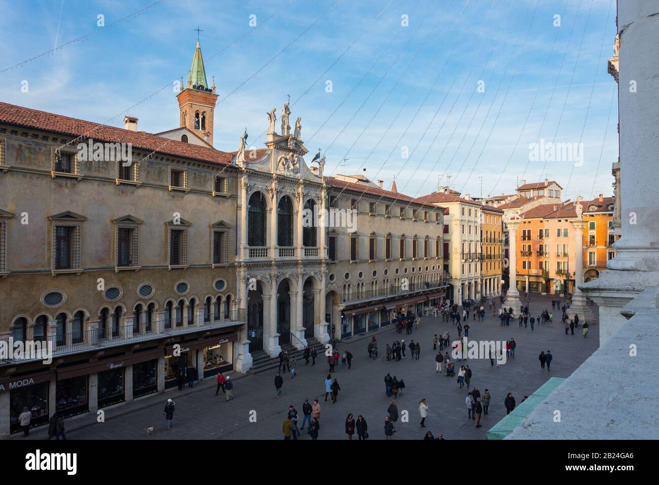 Vicenza, Italy. December 26, 2016:  The church of San Vincenzo is a historic Catholic place of worship in Vicenza. The façade looks onto Piazza dei Si Stock Photo