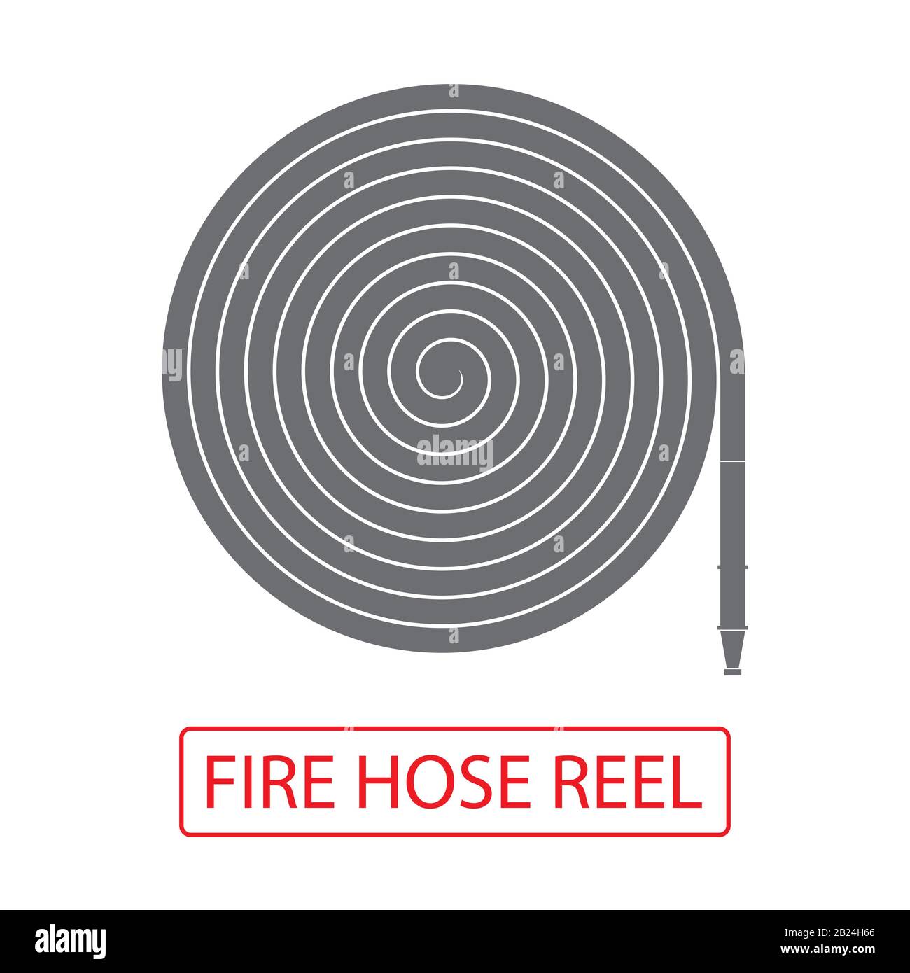fire hose reel sign on white isolated background and hose reel in box Stock  Photo