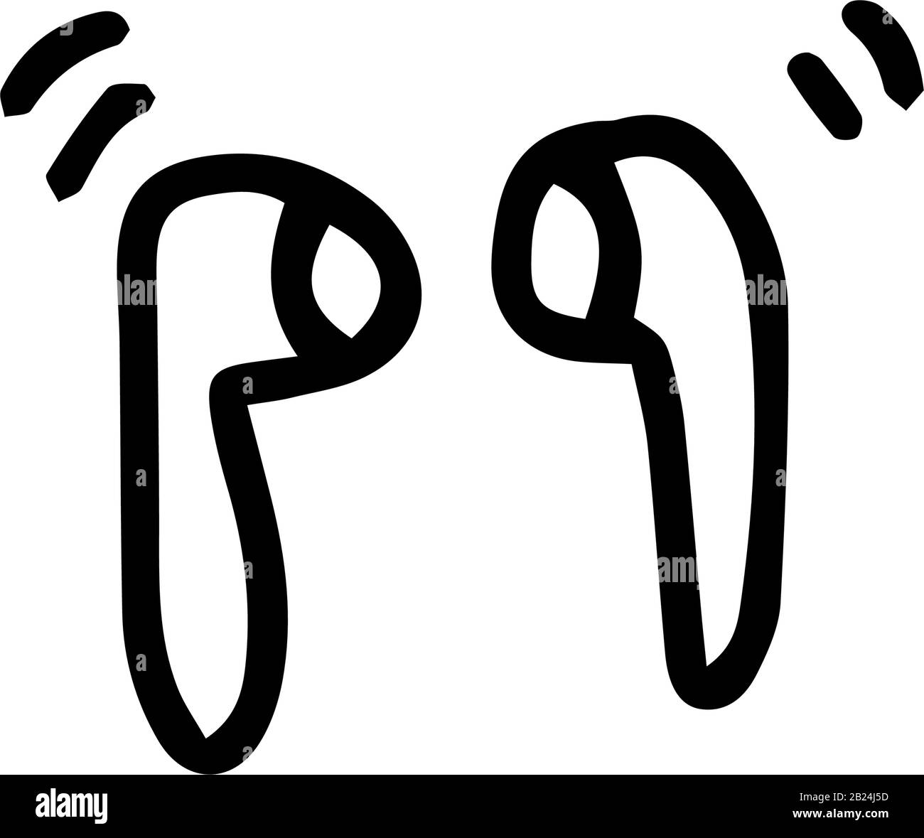 Wireless headphones in doodle style isolated on white background. Sign icon. Vector outline illustration. Music listening device. Usable as icon or sy Stock Vector