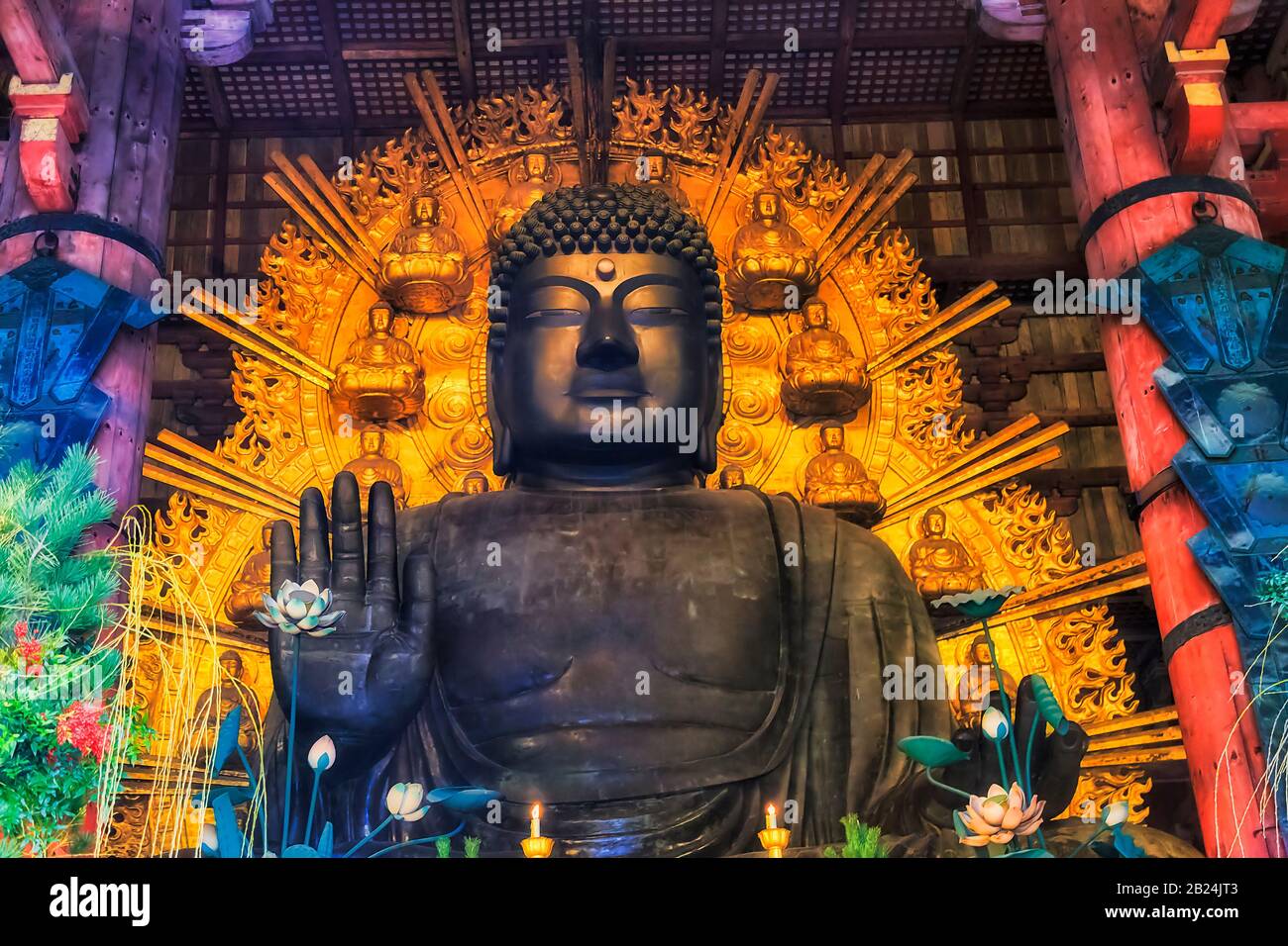 The big Buddha in Japanese historic city Nara the largest bronze Buddha statue Stock Photo Alamy