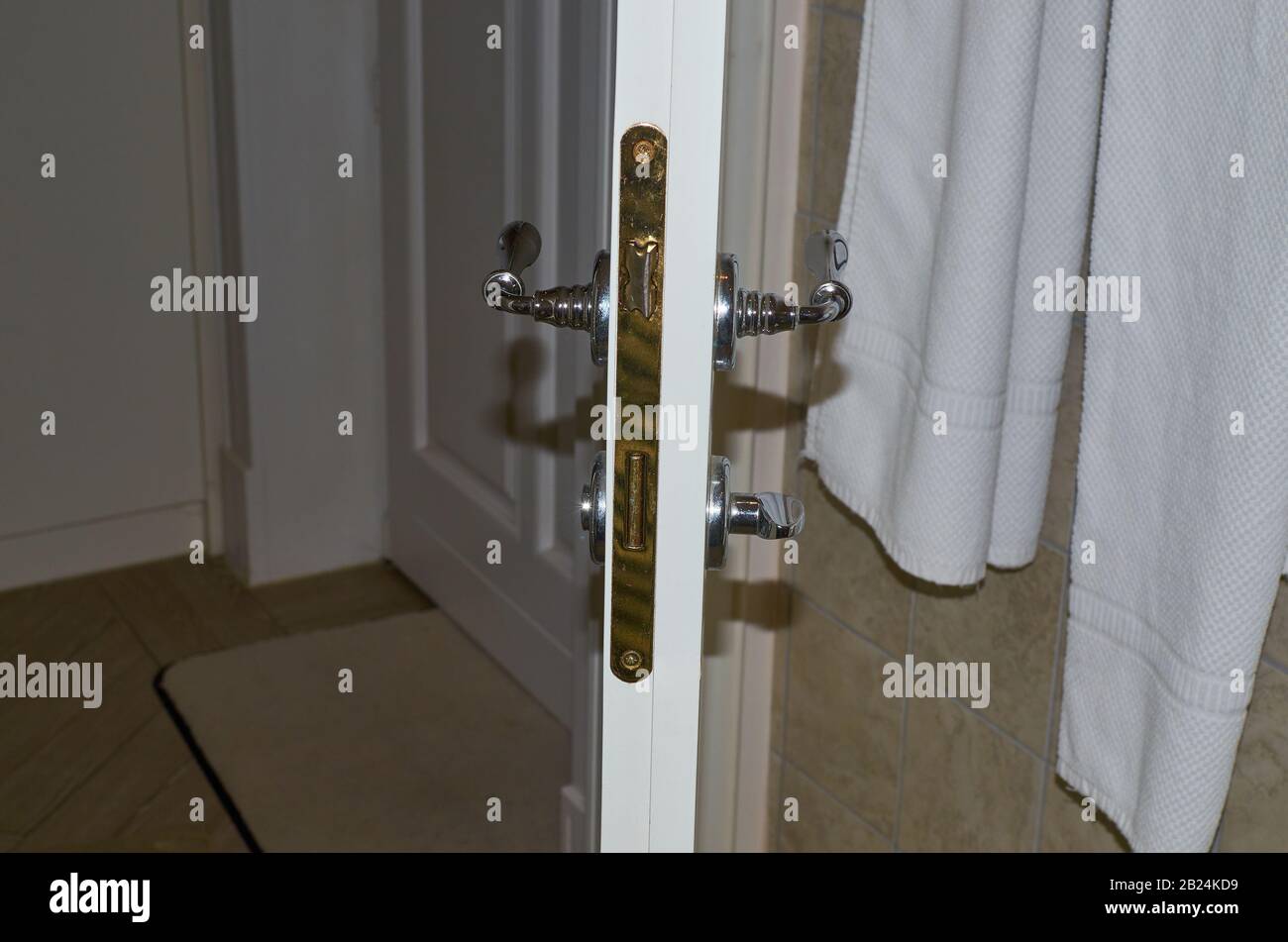 Close Up Of An Open Door Of A Bathroom Stock Photo Alamy
