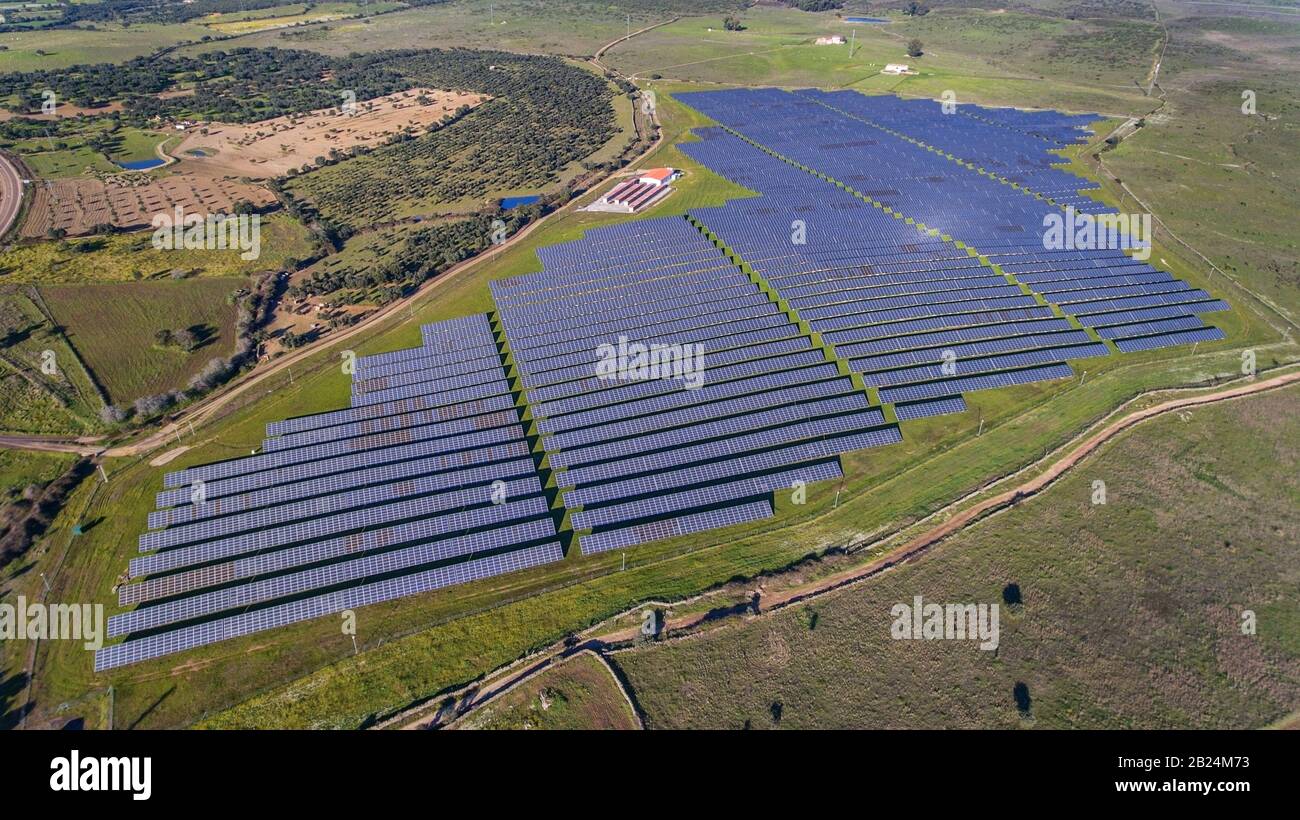Aerial solar power plant spain hi-res stock photography and images - Alamy