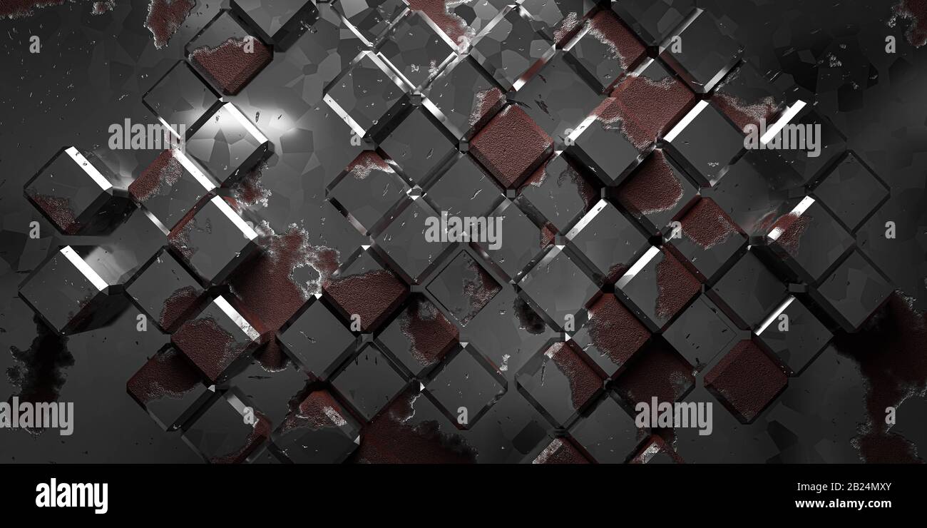 Rusted metal texture surface made of cube boxes industrial background ...