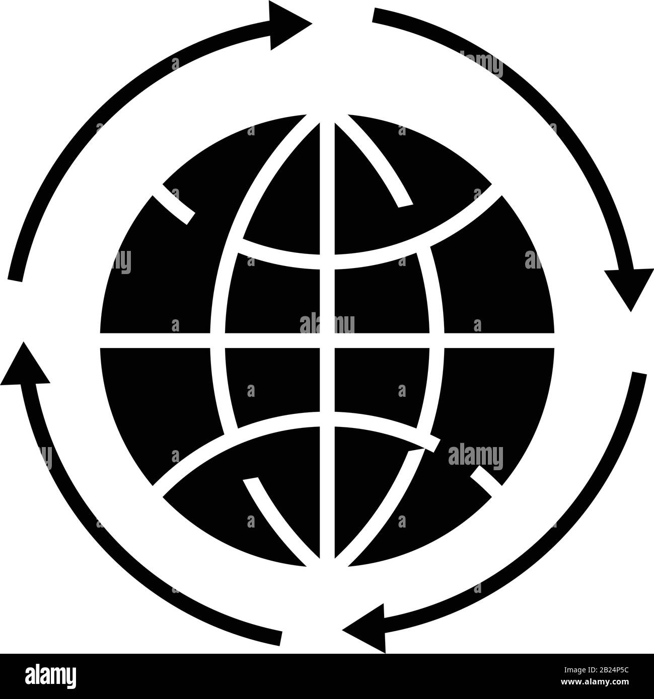 Global carousel black icon, concept illustration, vector flat symbol, glyph sign. Stock Vector