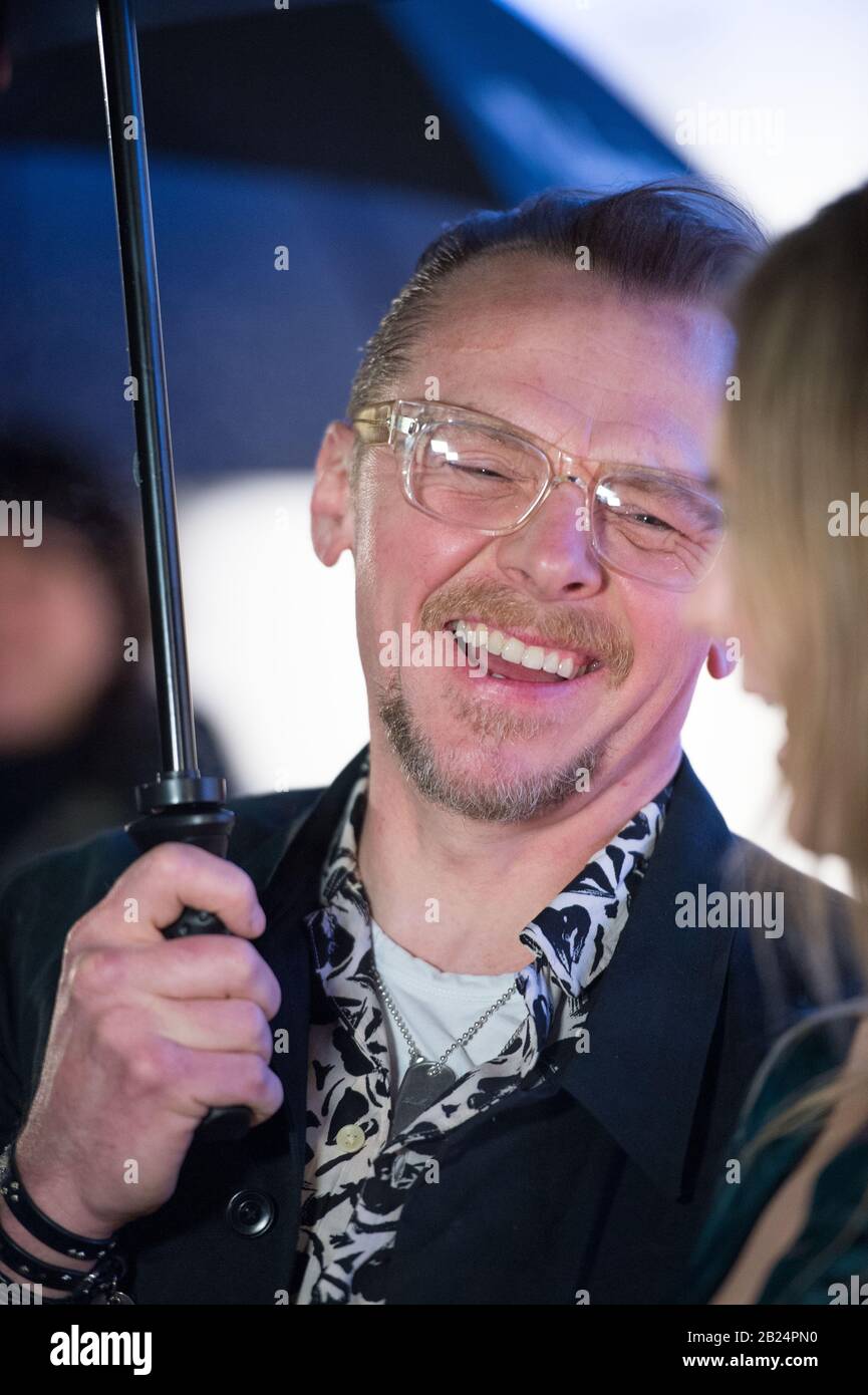 Glasgow, UK. 29 February 2020. Pictured: Simon Pegg - Actor.  UK Premiere of ‘Lost Transmissions’ at the Glasgow Film Festival 2020 on thee red carpet outside of the Glasgow Film Theatre. Credit: Colin Fisher/Alamy Live News. Stock Photo