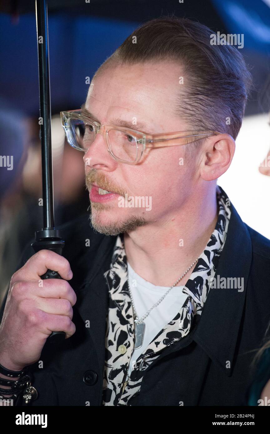Glasgow, UK. 29 February 2020. Pictured: Simon Pegg - Actor.  UK Premiere of ‘Lost Transmissions’ at the Glasgow Film Festival 2020 on thee red carpet outside of the Glasgow Film Theatre. Credit: Colin Fisher/Alamy Live News. Stock Photo