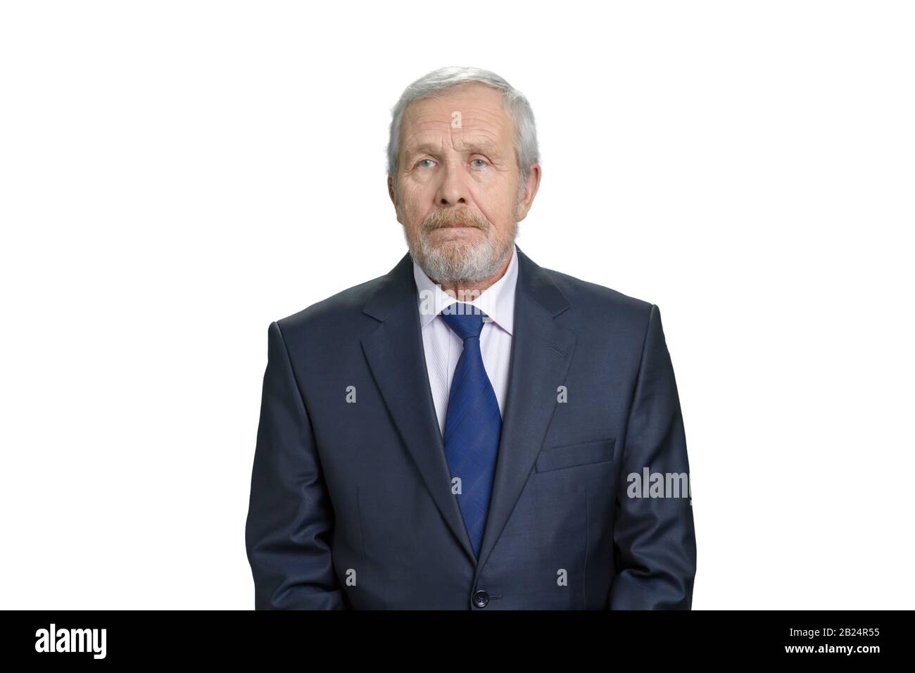 Portrait of old senior man in business suit. Stock Photo