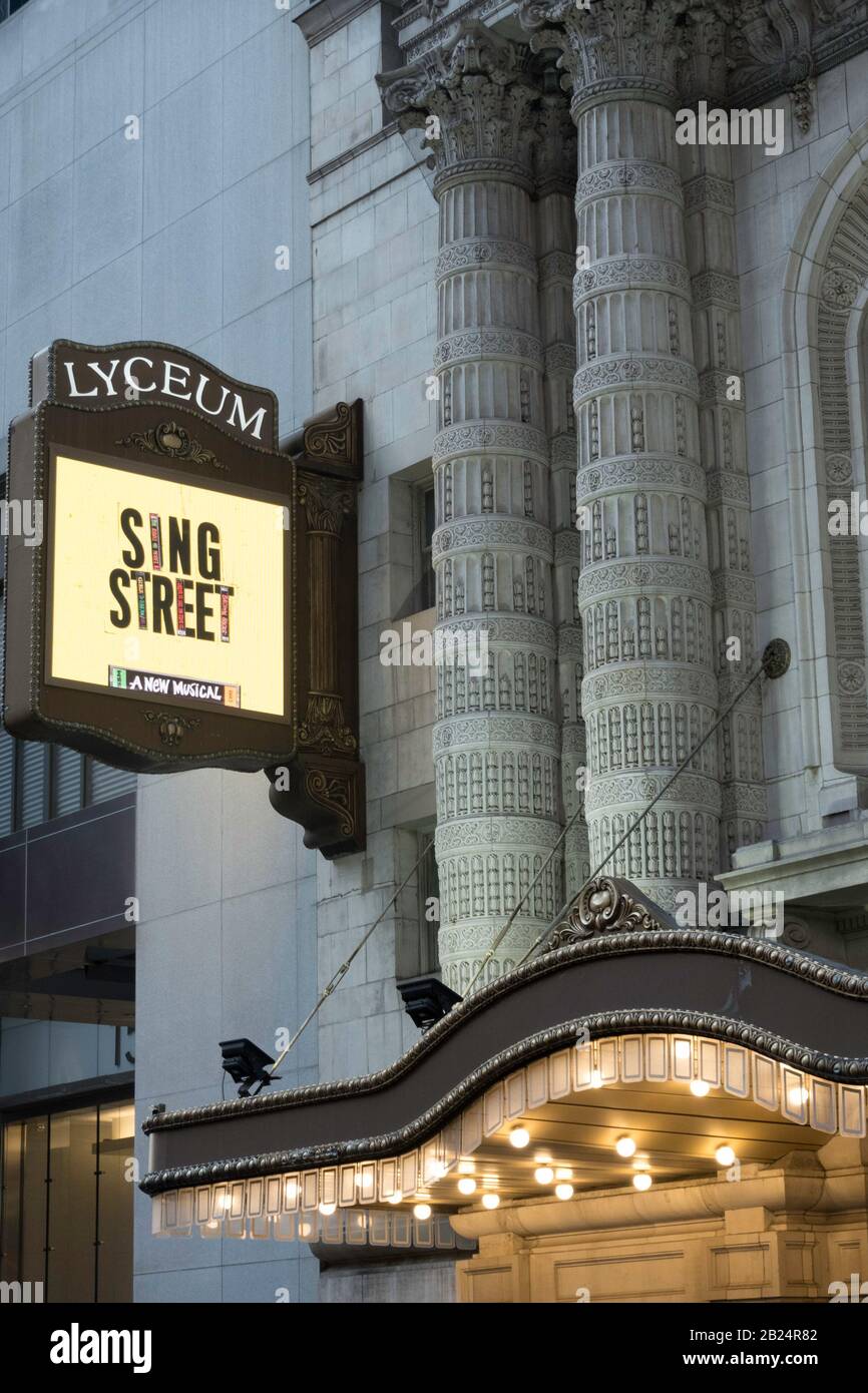 Lyceum Theatre with 'Sing Street' Marquee, 149 West 45th Street, NYC, USA Stock Photo