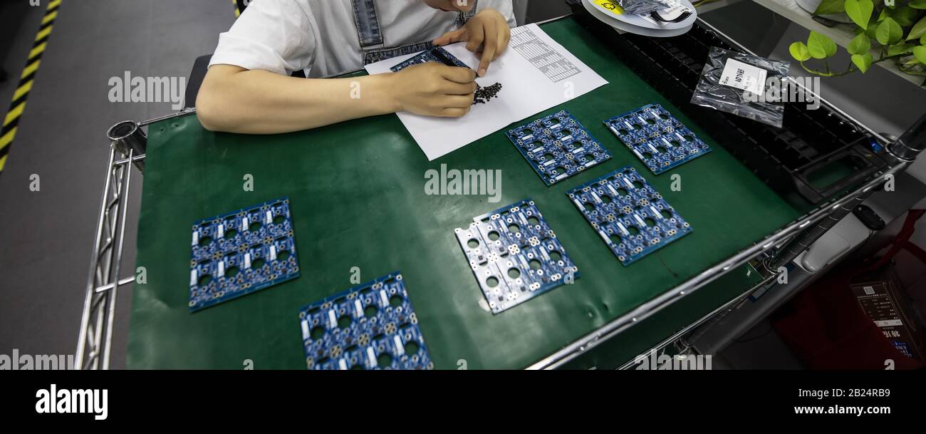 BEIJING, СHINA - JUNE 03: Laboratory for manufacture of high-tech chip elements in China. Stock Photo