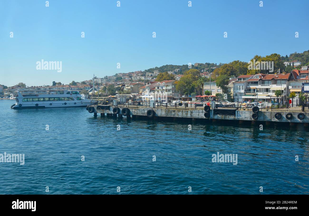 The harbour area of Kinaliada, one of the Princes' Islands, also called Adalar, in the Sea of Marmara off the coast of Istanbul Stock Photo