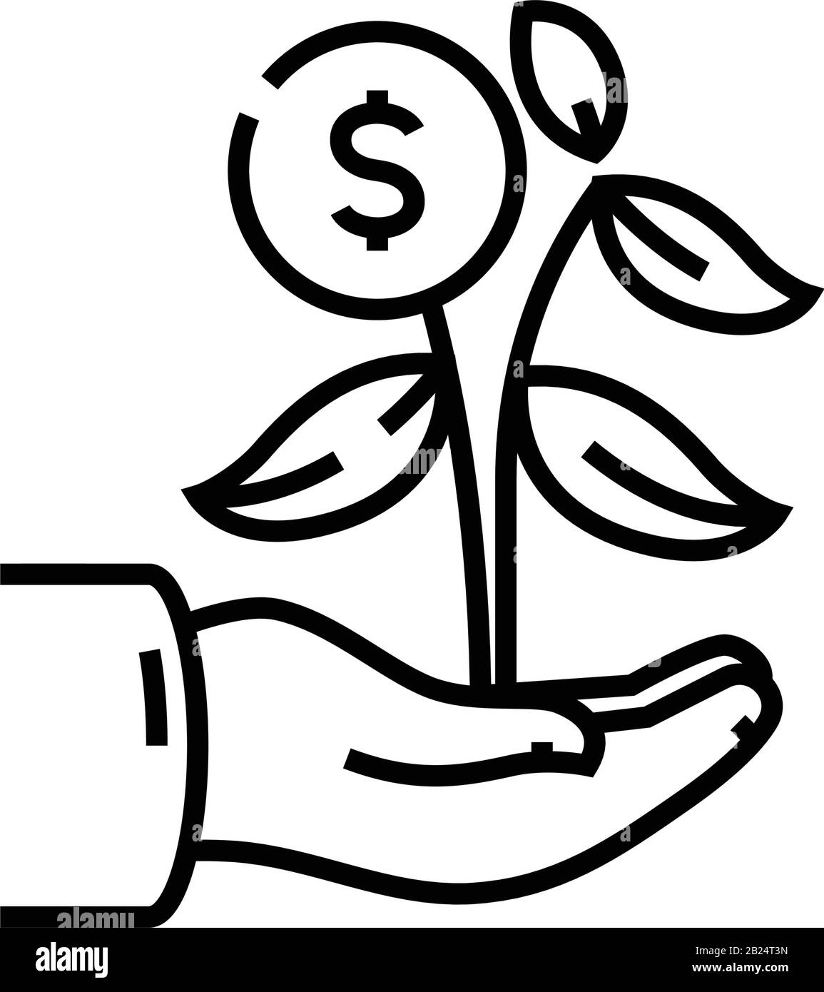 Profit growth line icon, concept sign, outline vector illustration ...