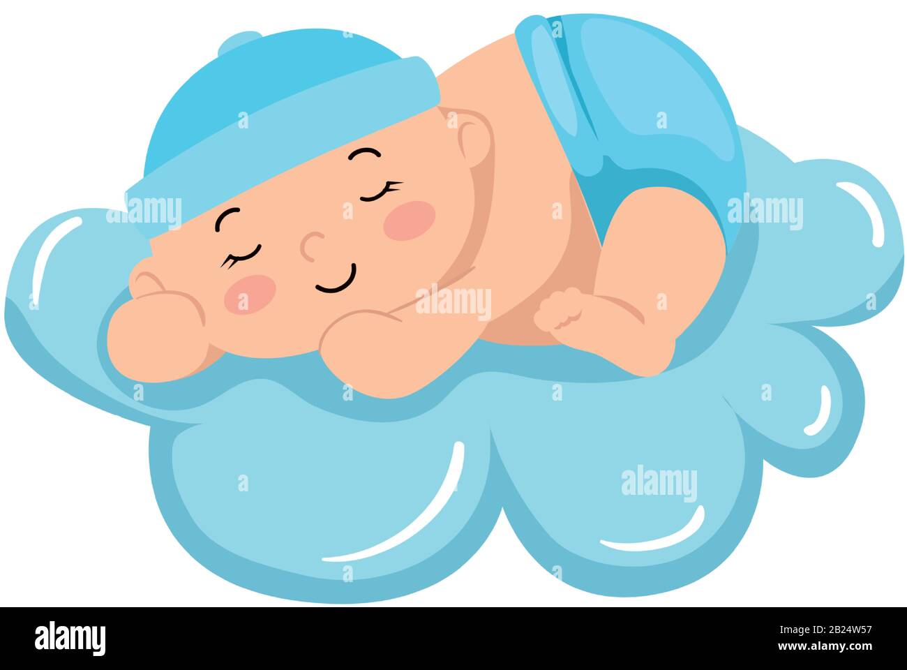 cute little baby boy sleeping in cloud isolated icon Stock Vector Image ...