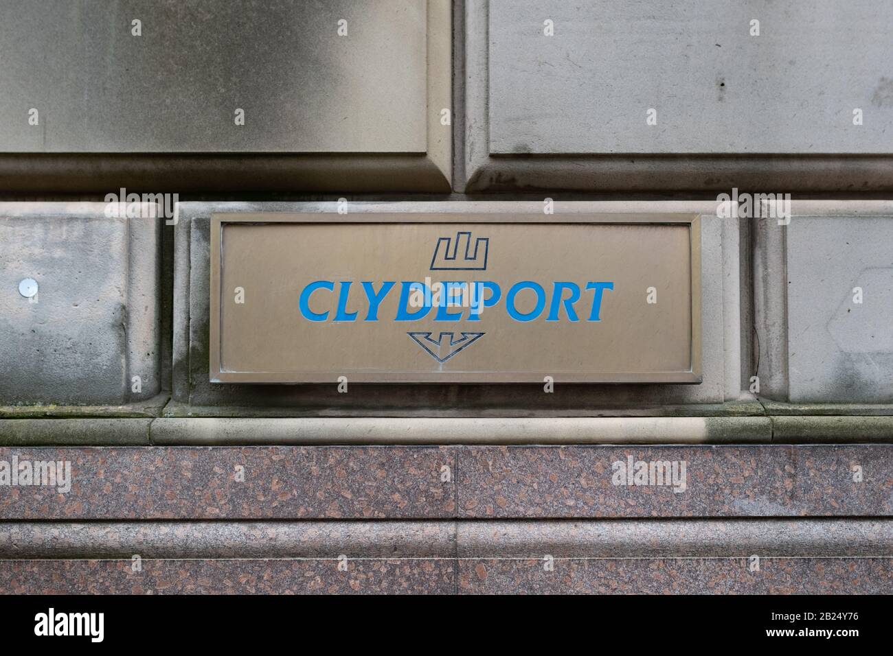Clydeport sign outside head office, Robertson Street, Glasgow, Scotland, UK Stock Photo
