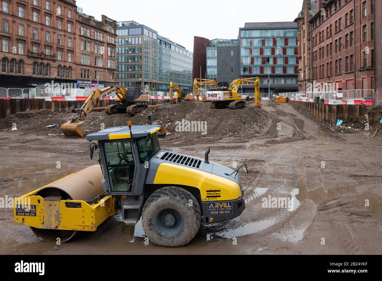 Glasgow city centre redevelopment building site on Argyle Street, which is to be the new base for JPMorgan Chase, Glasgow, Scotland, UK Stock Photo