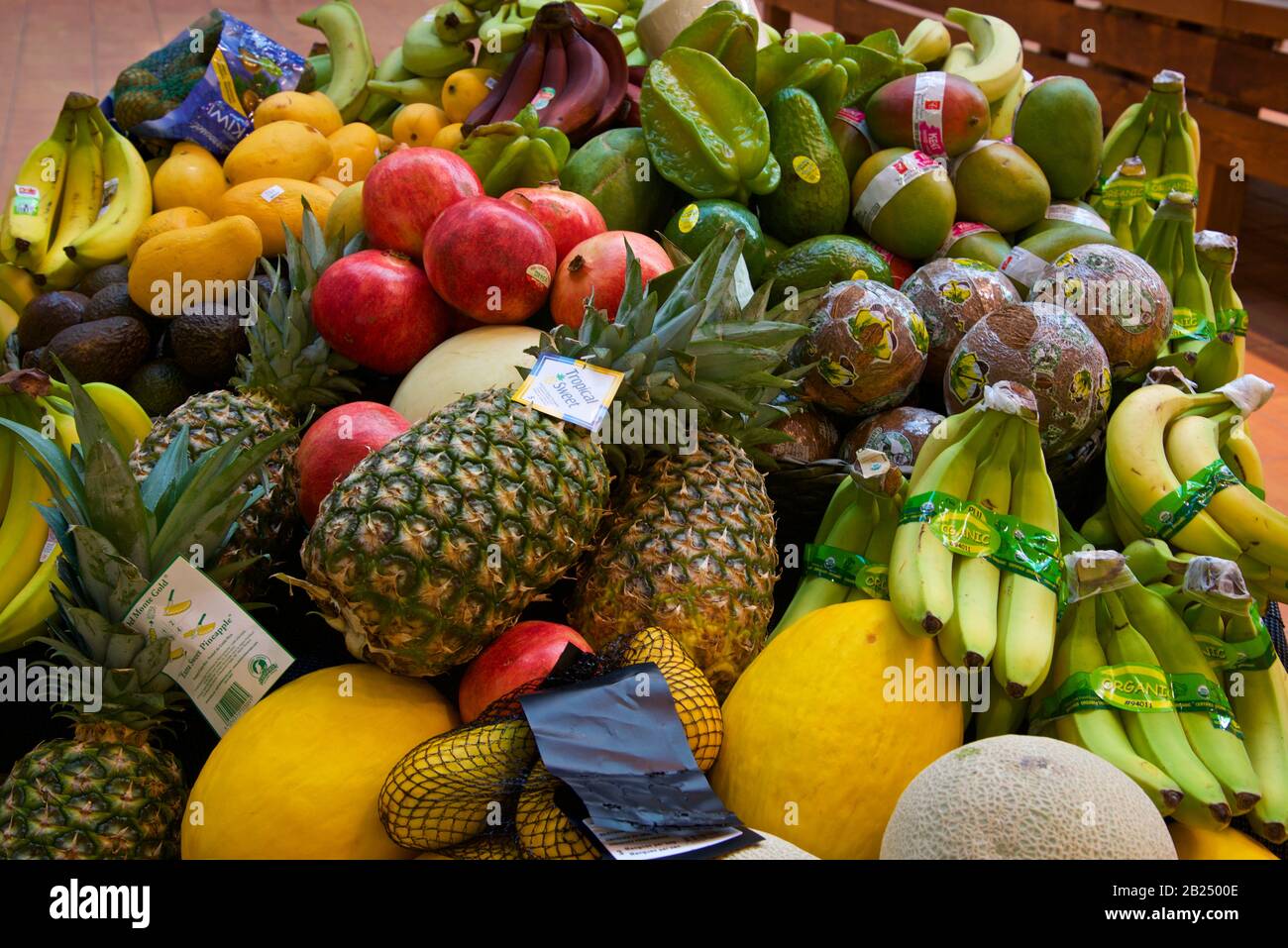 A variety of fruits for sale in the supermarket Stock Photo Alamy