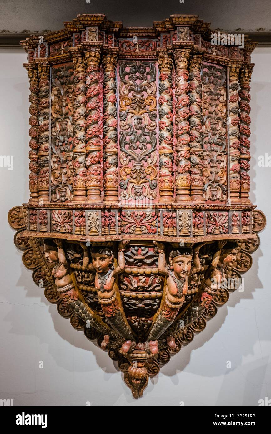 Painted Indo-Portugese Reclaimed Door From Diu - 19thC Painted Indo-Portugese Reclaimed Door From Diu - 19thC