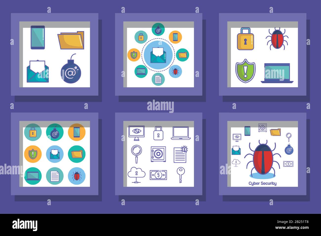 bundle designs of cyber security icons Stock Vector