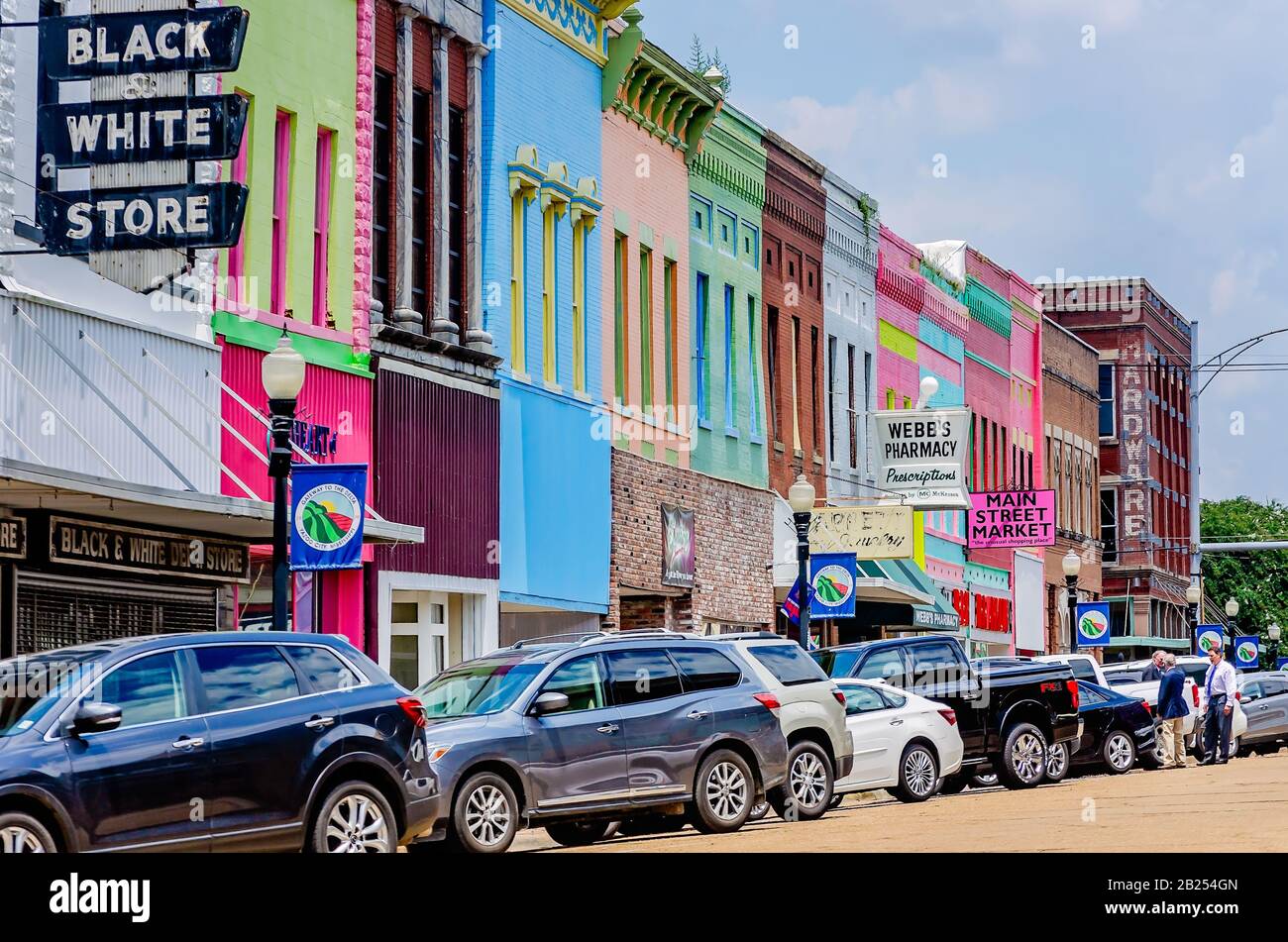 Colorful shops are pictured downtown, July 27, 2019, in Yazoo City