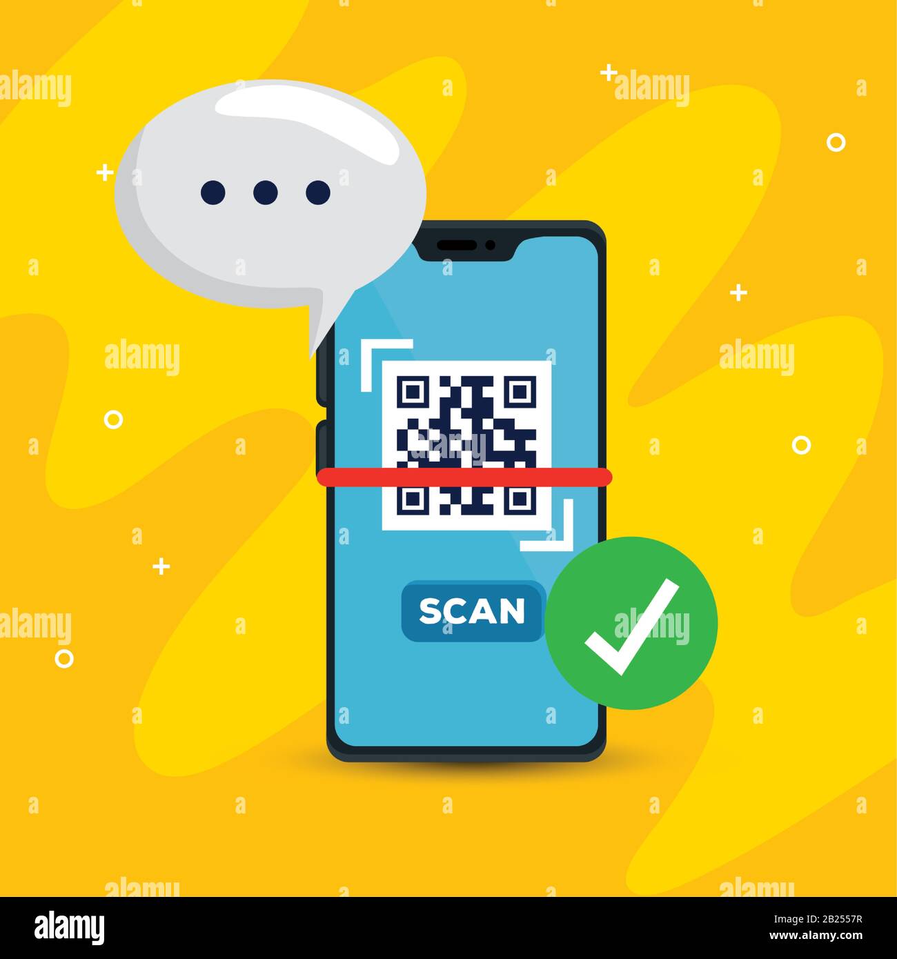 scan code qr with smartphone and speech bubble Stock Vector
