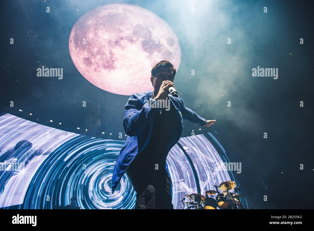 February 29, 2020: Daniel O'Donoghue, Mark Sheehan and Glen Power of the Irish band, The Script, perform a sold out show at the O2 Arena in London, promoting their new album Sunsets and Full Moons, 2020 (Credit Image: © Myles Wright/ZUMA Wire) Stock Photo