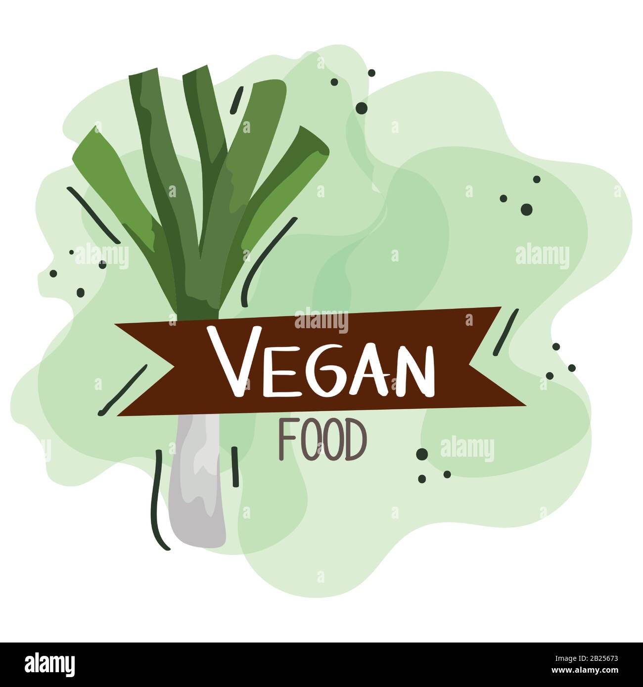 vegan food poster with leek and leafs Stock Vector Image & Art - Alamy