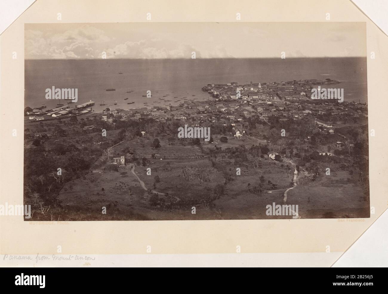 Panama from Mount Ancon  1875 photograph by Earweard Muybridge (1830-1904), Panama City, Central America Stock Photo