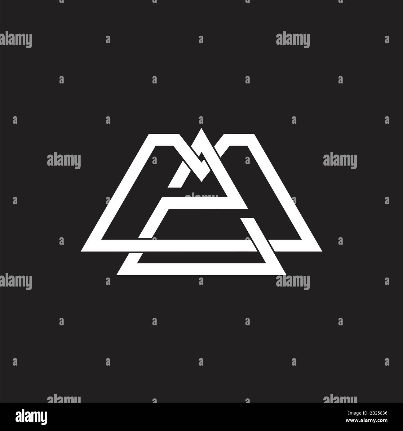 letter m2 simple geometric line overlap logo vector Stock Vector