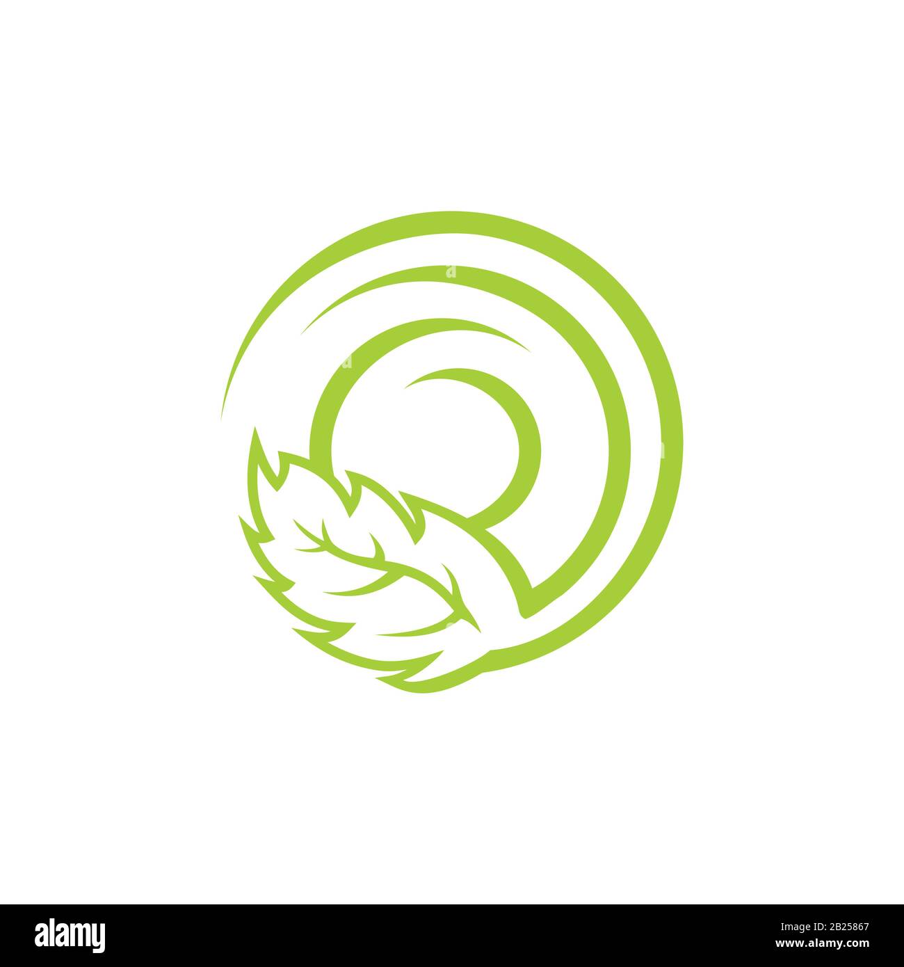 linked circle leaf logo vector Stock Vector