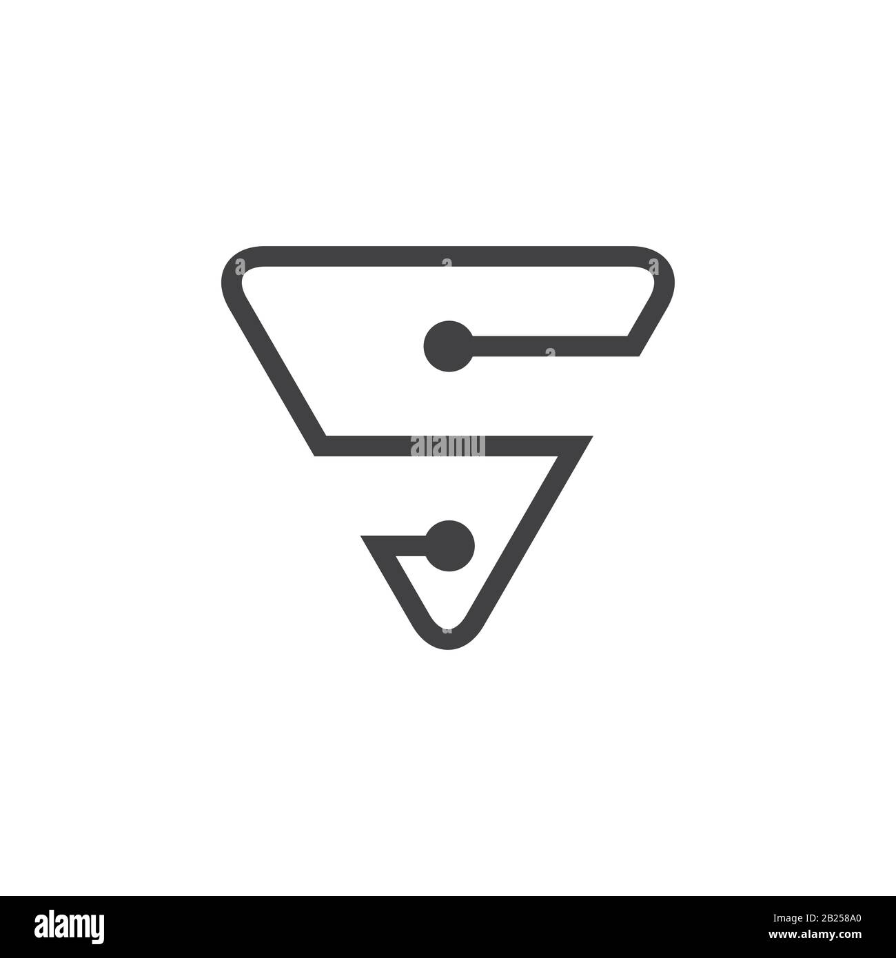 letter s triangle linked dots logo vector Stock Vector