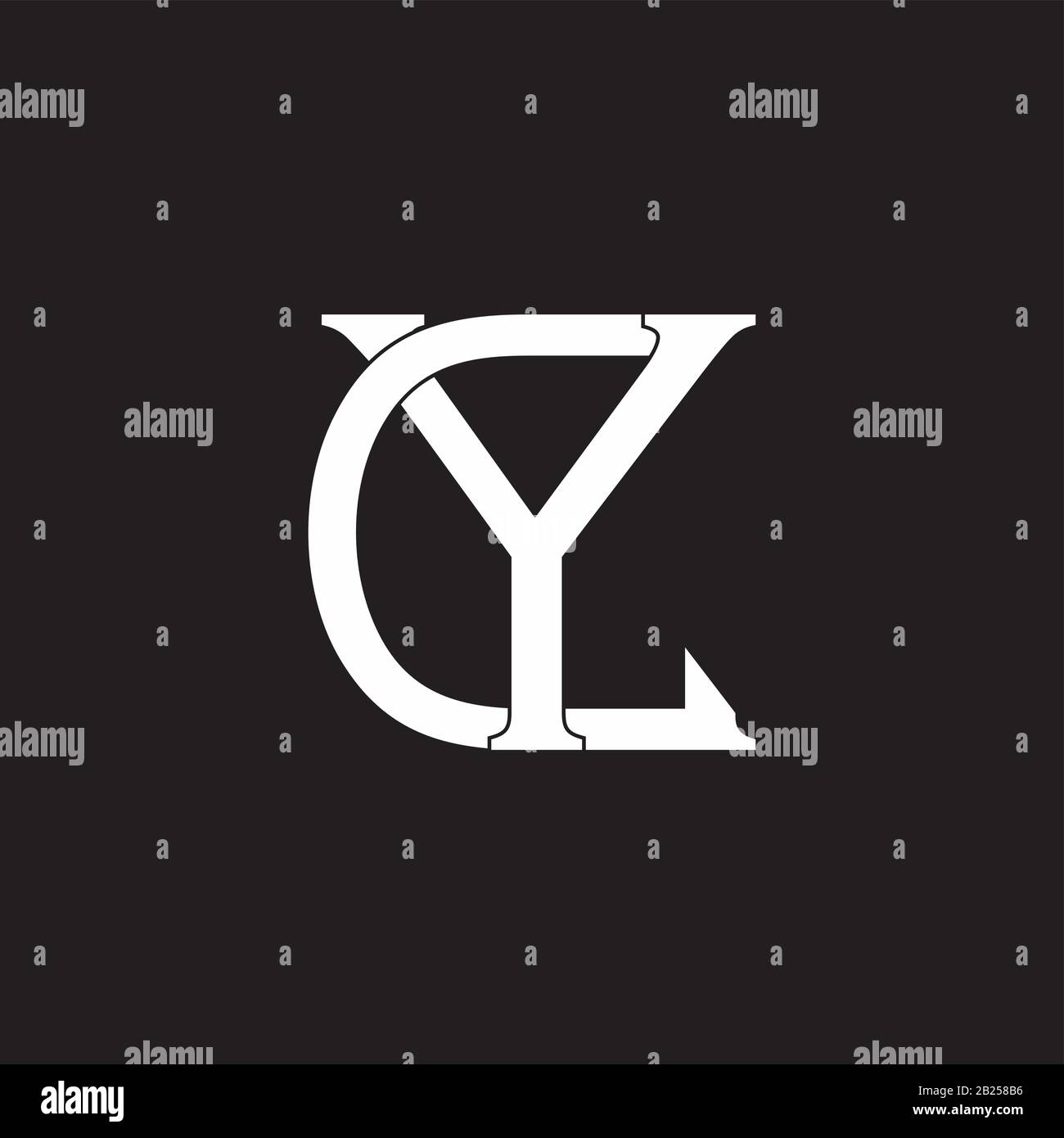 letter yc symbol overlapping flat design logo vector Stock Vector