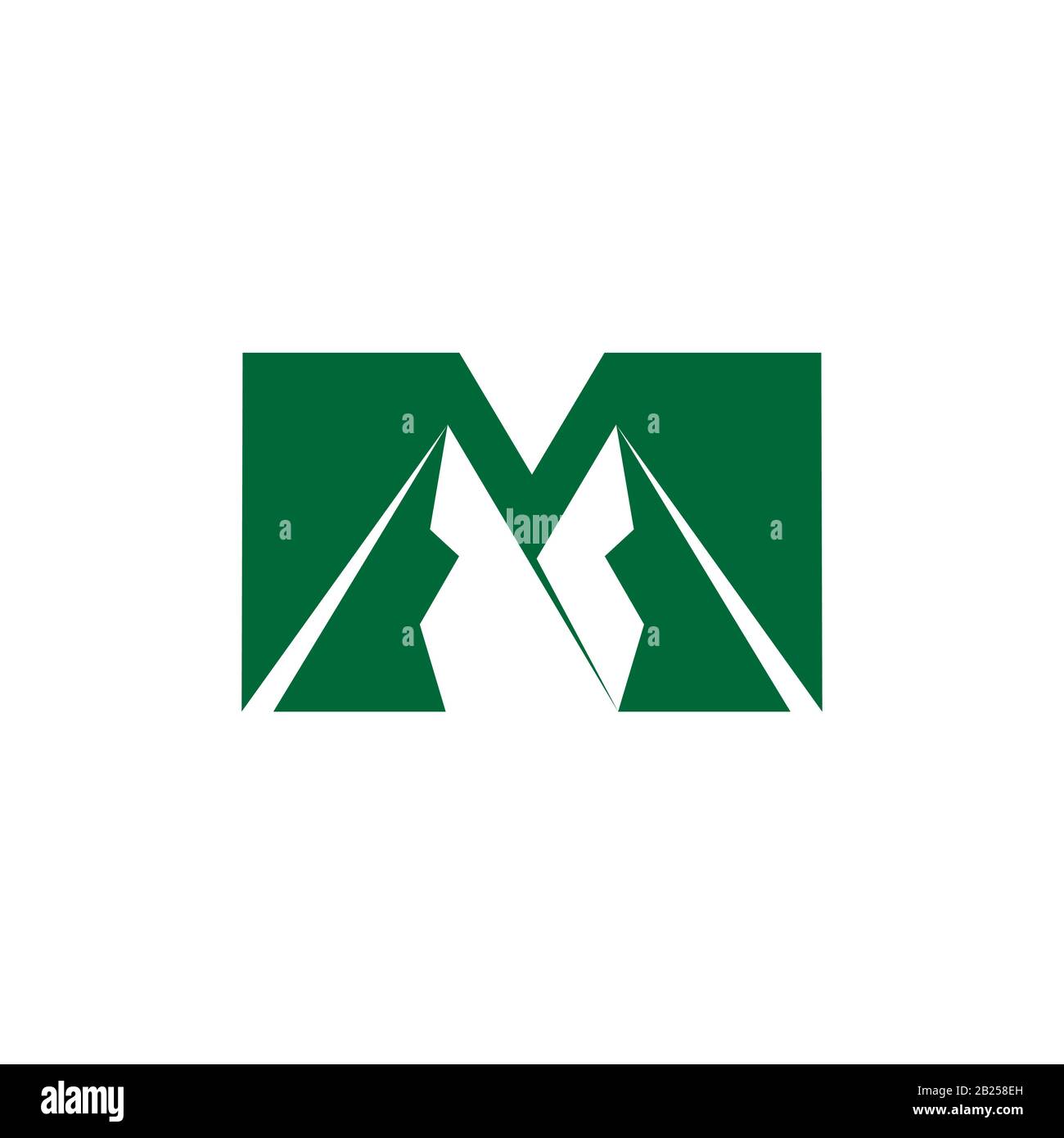 letter m mountain geometric simple negative space logo vector Stock Vector