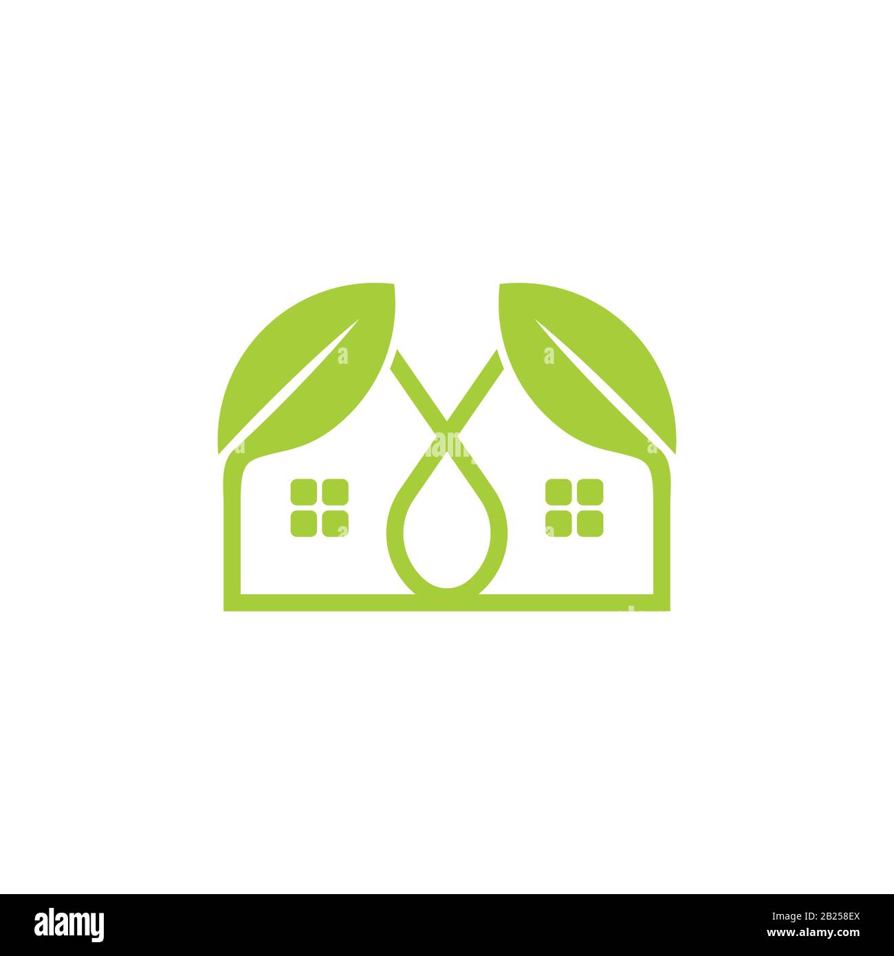 simple linked leaf home shape logo vector Stock Vector