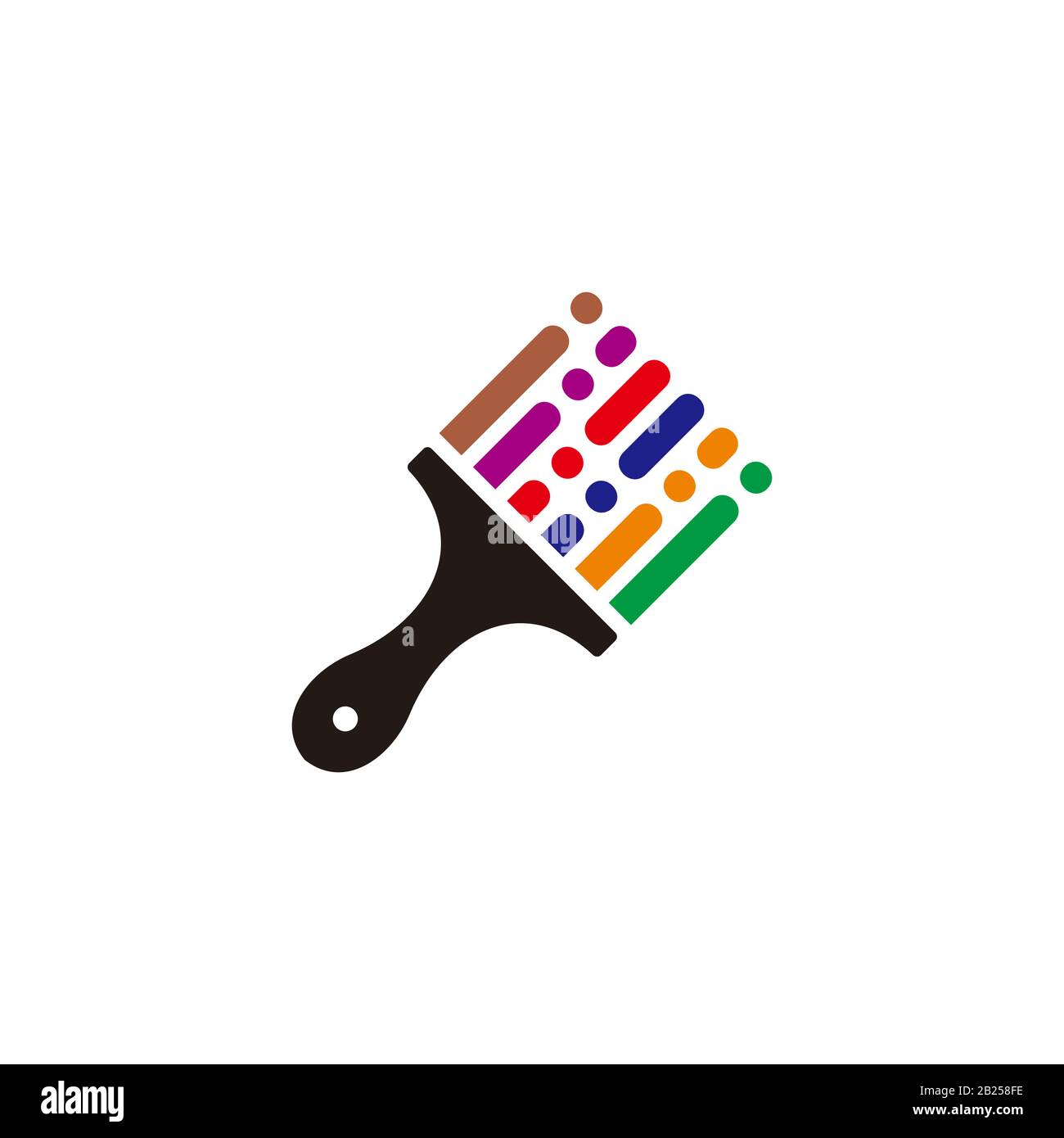 colorful paint brush symbol geometric line logo vector Stock Vector