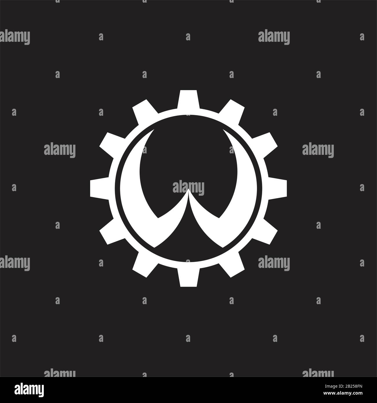 letter w cog machine design logo vector Stock Vector