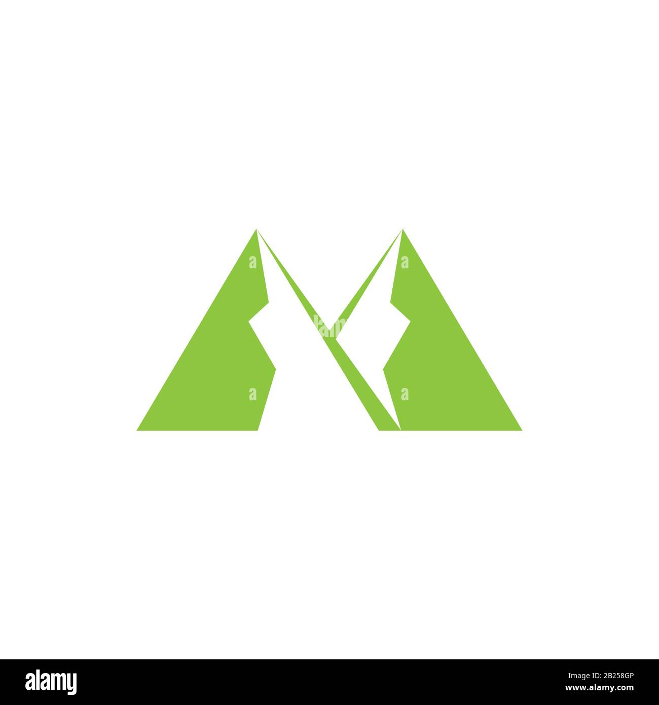 letter m green mountain geometric simple negative space logo vector Stock Vector