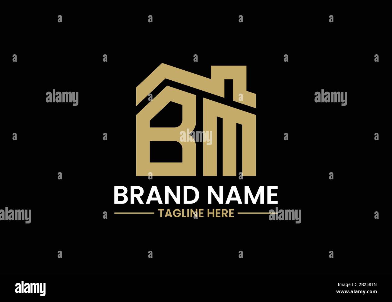 Initial Letter B and M with the roof. Real estate logo design concept