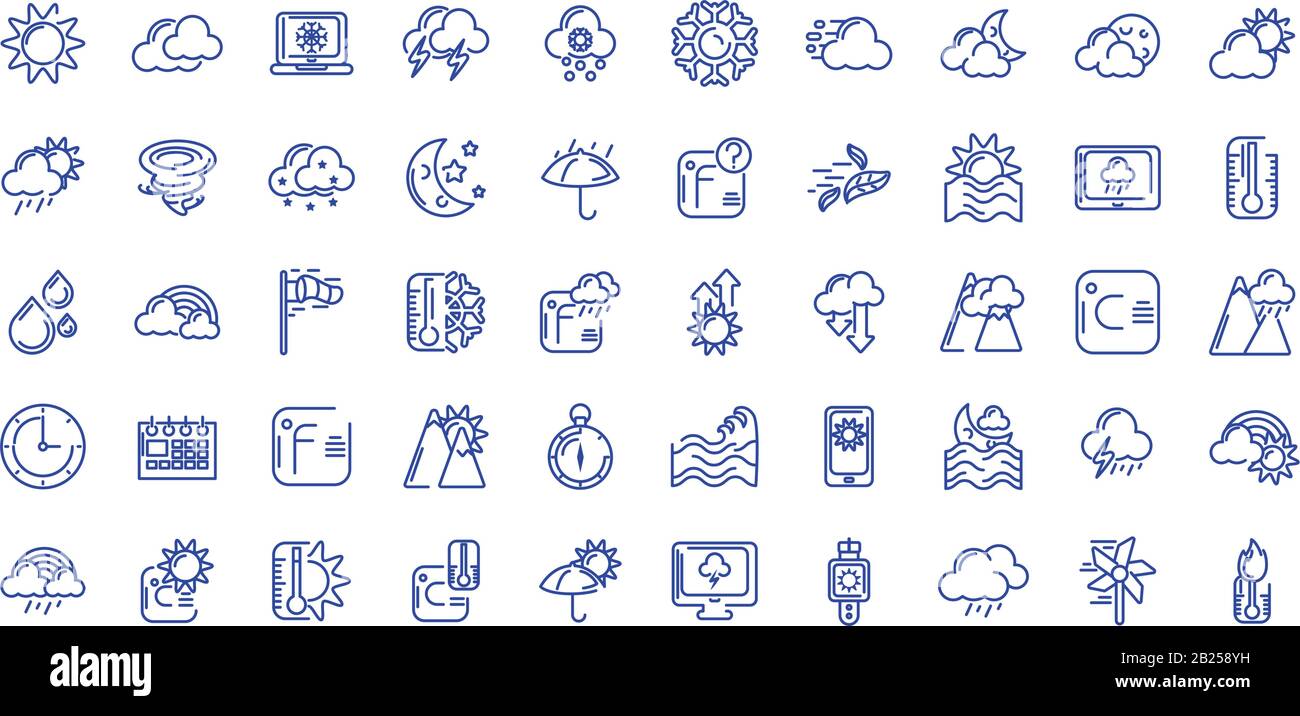 weather icons set over white background, line style, vector ...