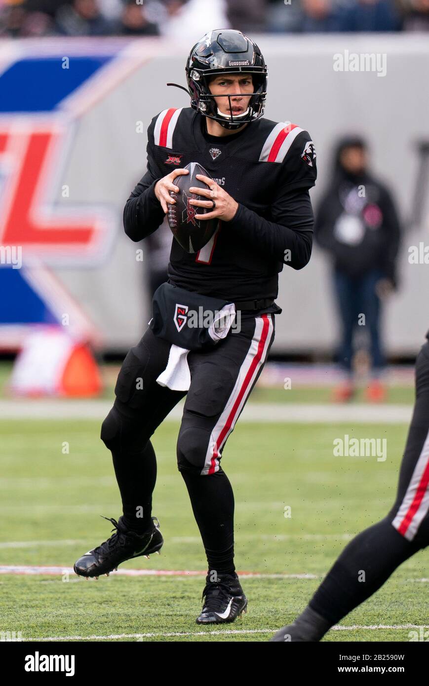 East Rutherford, New Jersey, USA. 29th Feb, 2020. New York Guardians  quarterback Luis Perez (7) in action during the XFL game against the Los  Angeles Wildcats at MetLife Stadium in East Rutherford