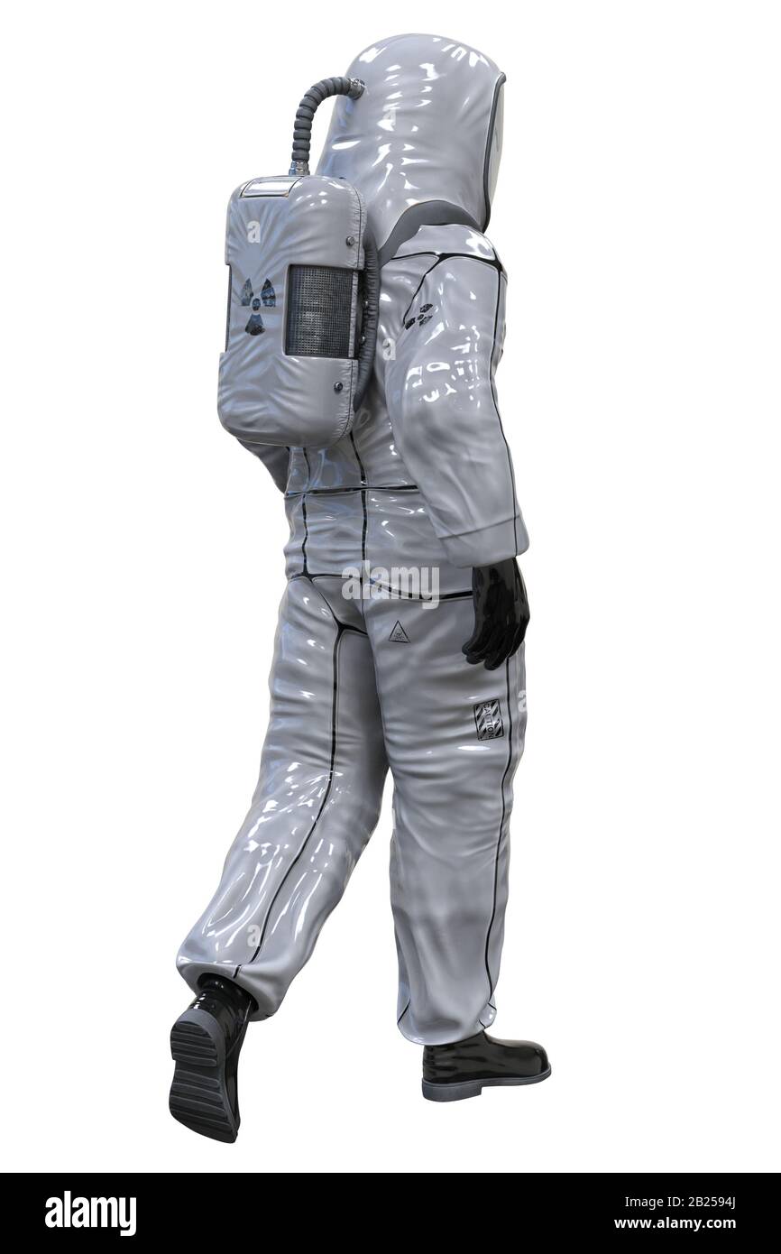 Biohazard Men Man in a biohazard suit isolated on white 3d illustration Stock Photo ...