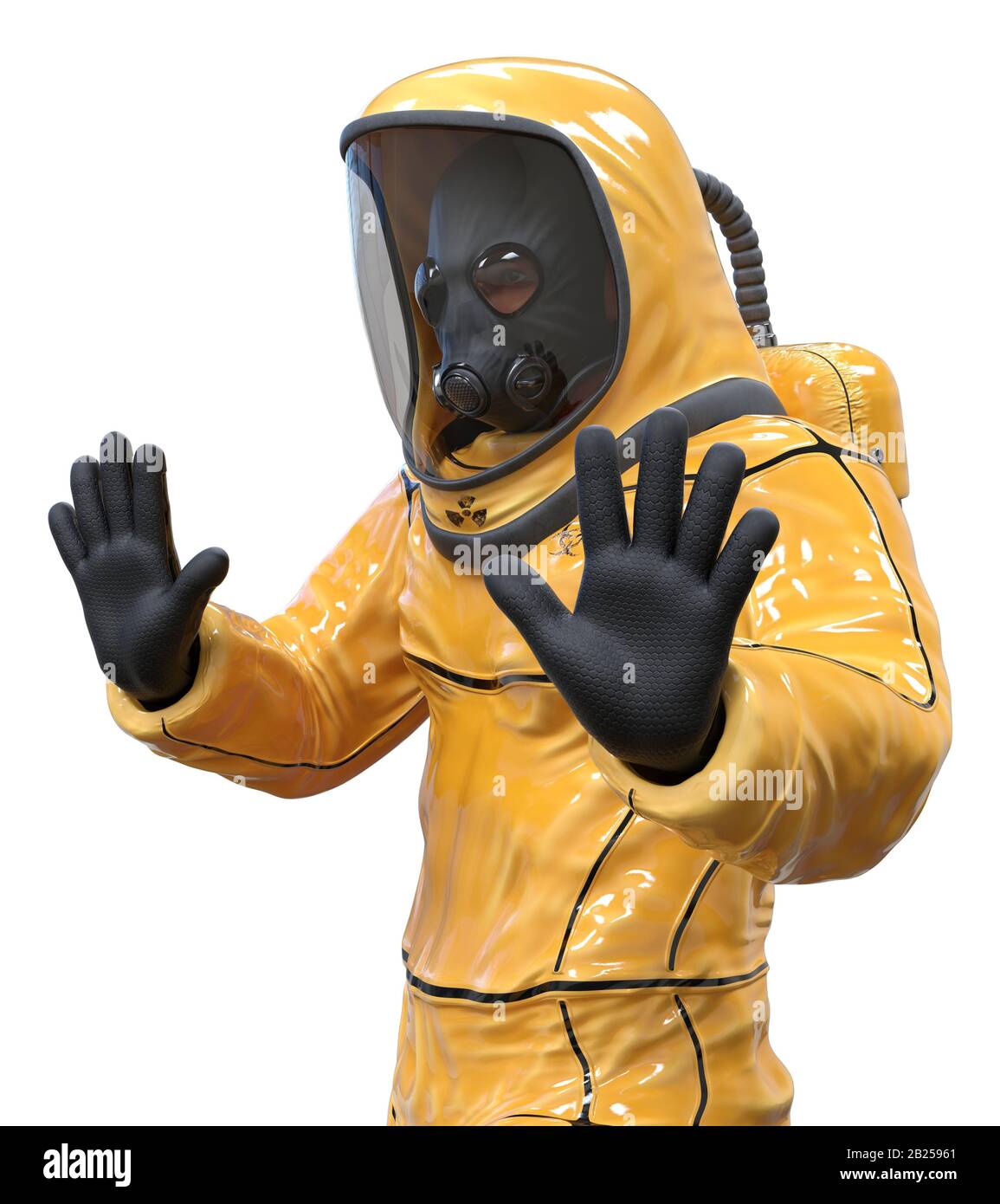 Man In A Biohazard Suit Isolated On White 3d Illustration Stock Photo Alamy