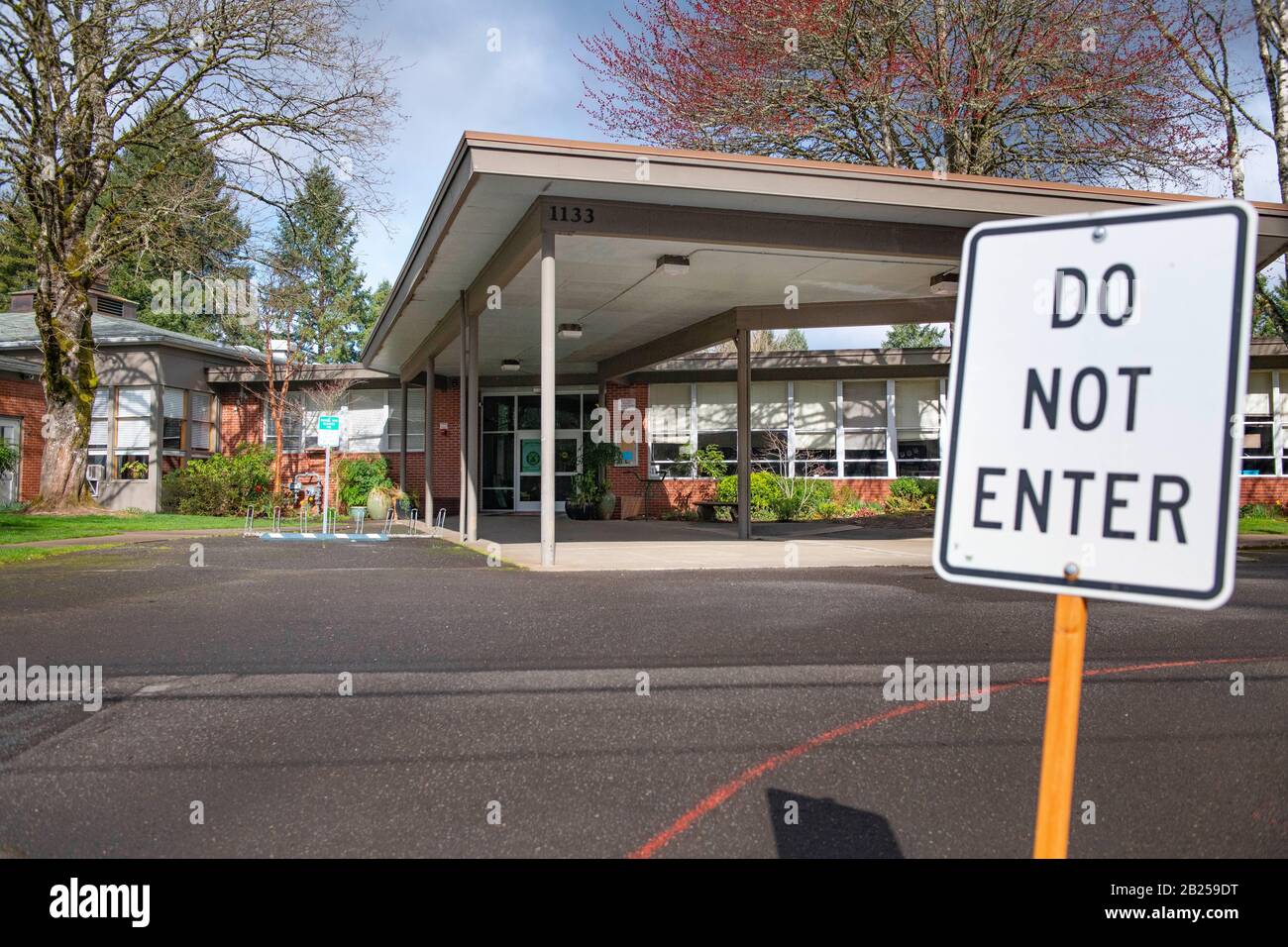 Entrance is restricted at the Forest Hills Elementary School in Lake