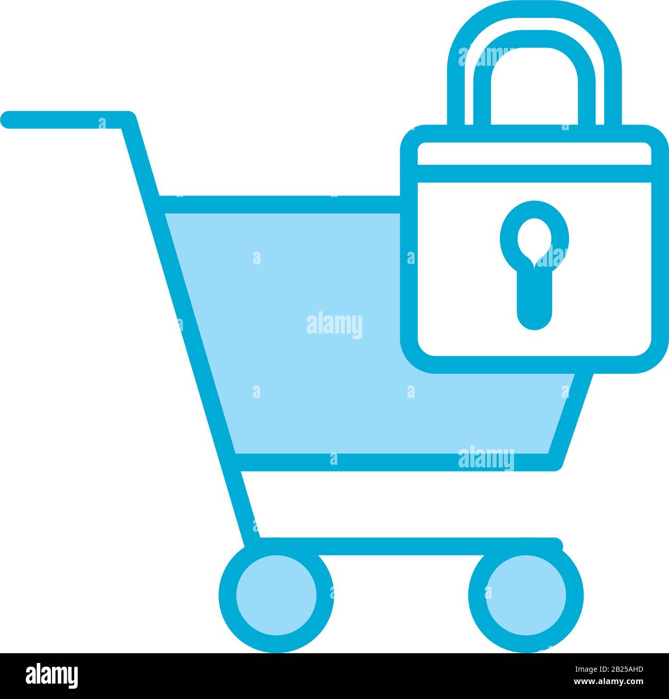 Isolated padlock and shopping cart line and fill style icon vector ...