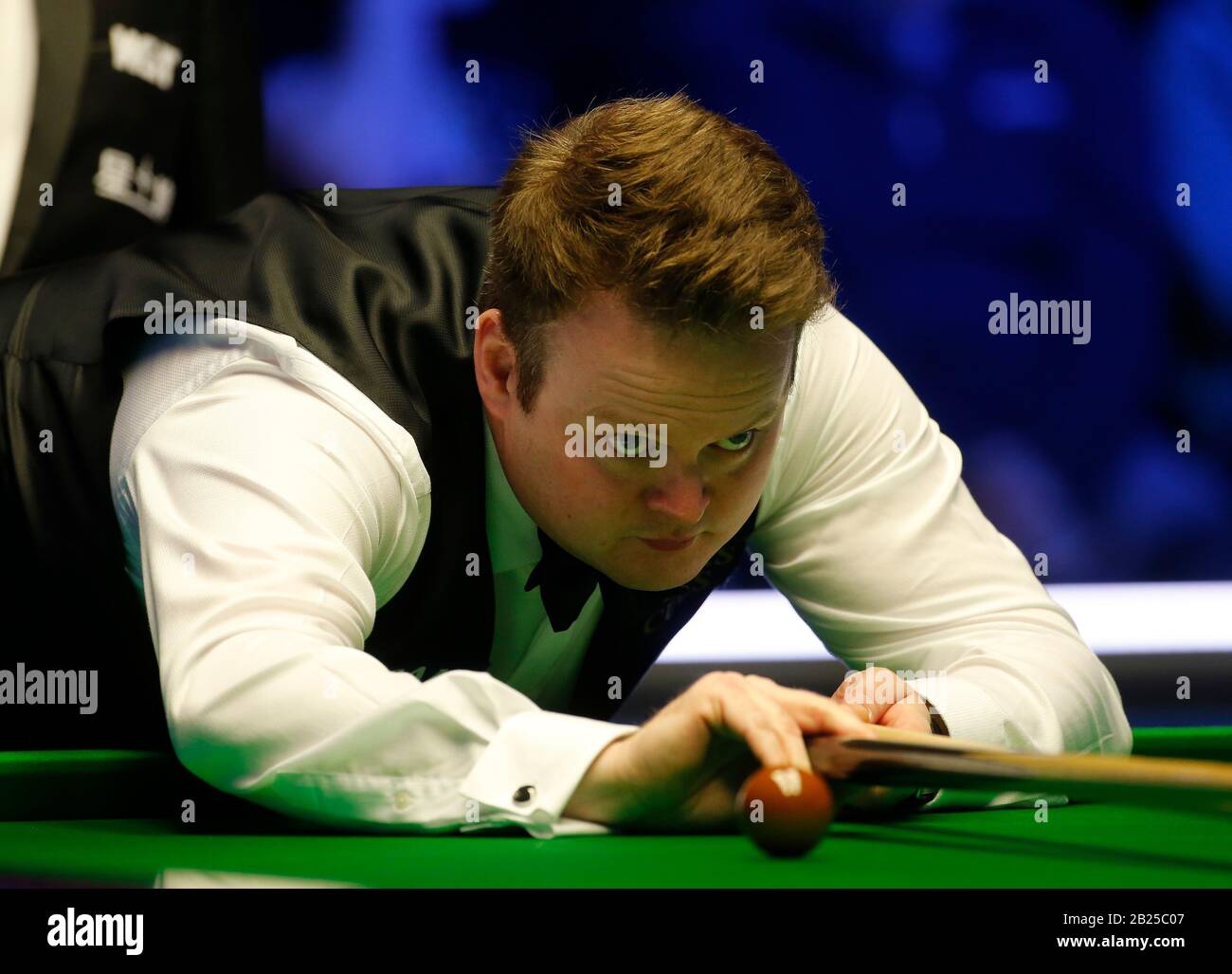 Shaun Murphy at the table during match against Si Jiahui during day six of the Cazoo World Snooker Championship at the Crucible Theatre, Sheffield