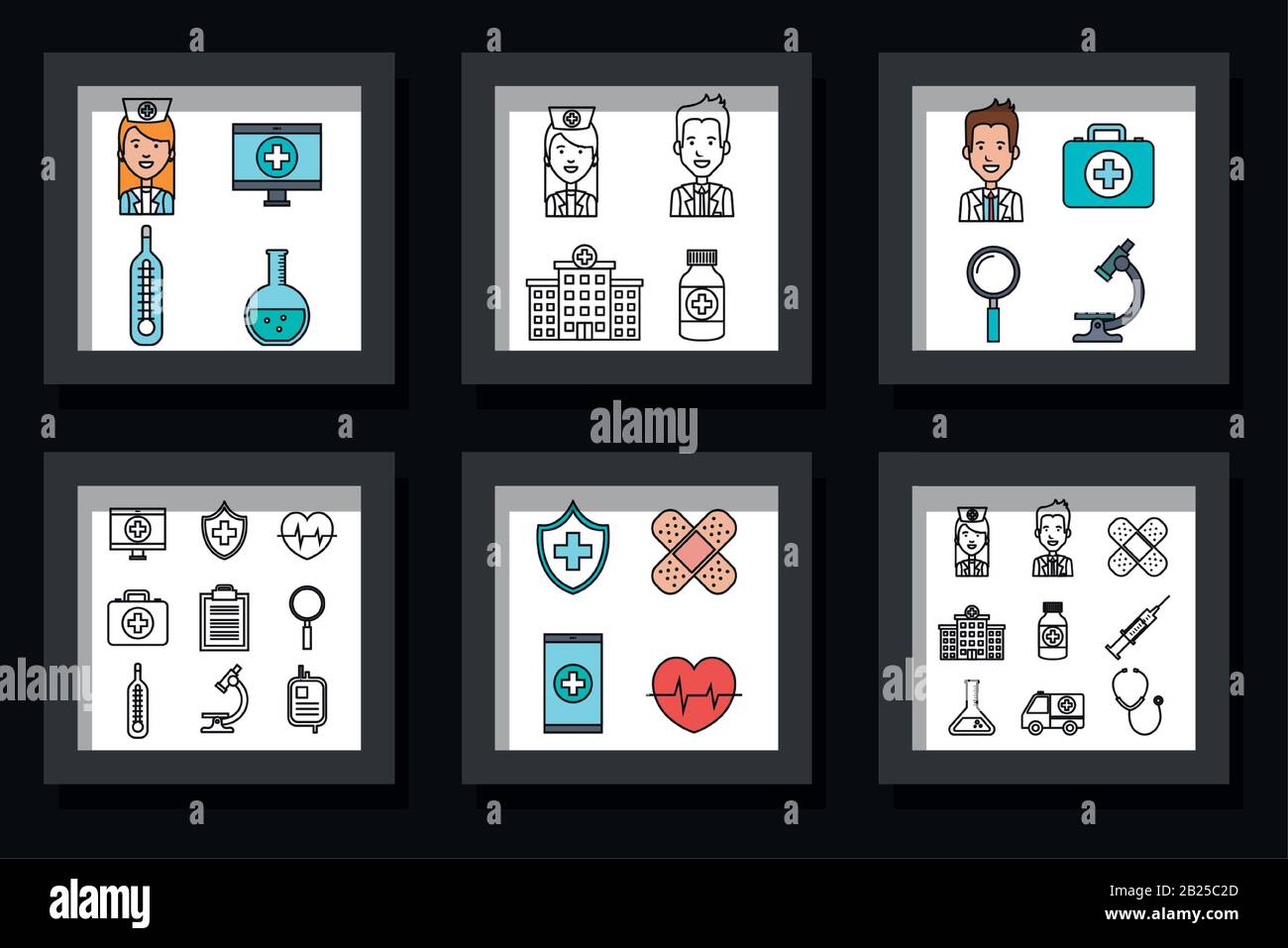 bundle designs of doctors and medicine icons Stock Vector Image & Art ...